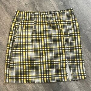 SHEIN Yellow and Black Plaid Mini Skirt